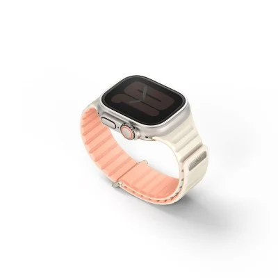 Uniq Revix Evo Reversible Magnetic Apple Watch Strap 49/45/44/42Mm - Crepe (Crepe Pink/Ivory)